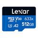 Lexar 633x 512GB Micro SD Karte, microSDXC UHS-I Karte + SD-Adapter, Bis zu 100 MB/s Lesen, Speicherkarte Micro SD mit A2, C10, U3, V30, für Handy/Tablet//Überwachungskamera (LMS0633512G-BNAAA)