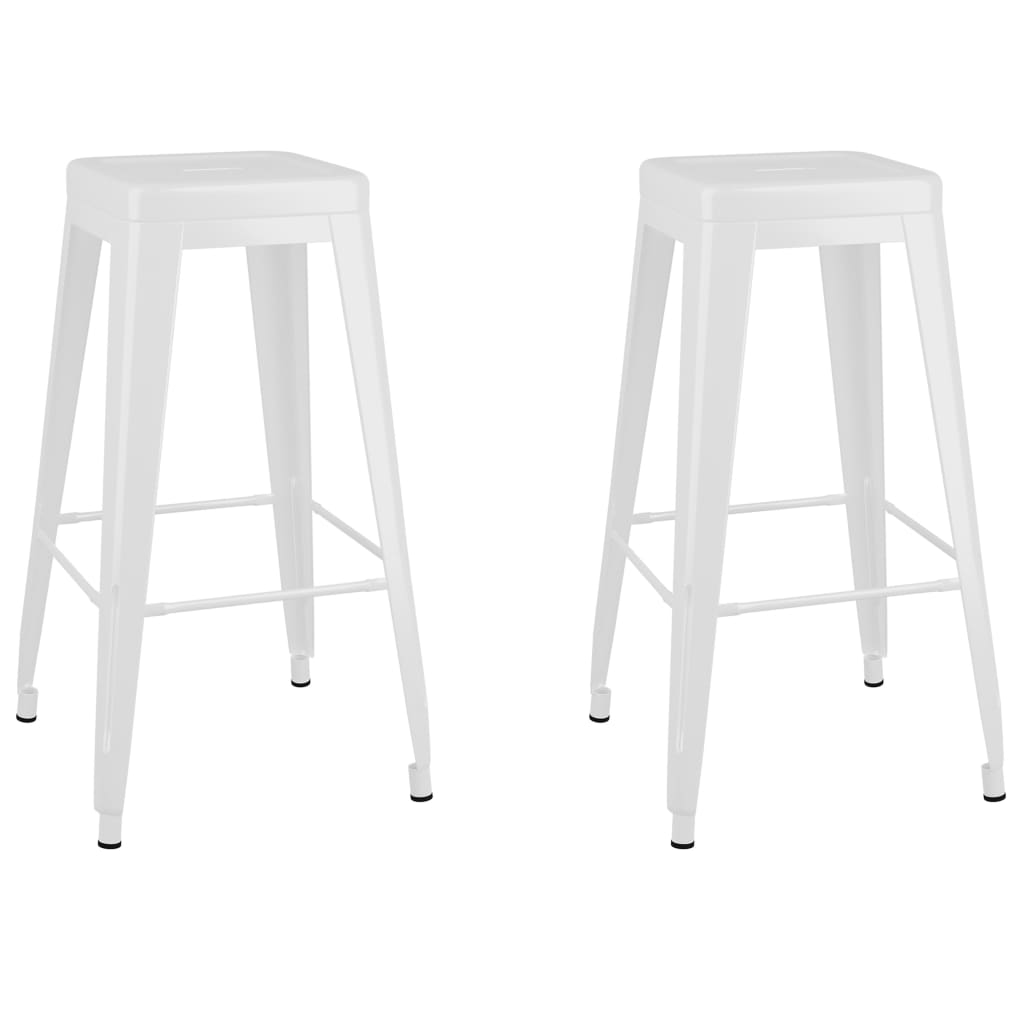 vidaXL Barhocker Stapelbar 2 Stk. Weiß Metall Image