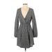 Shein Casual Dress - Mini Plunge Long sleeves: Gray Dresses - Women's Size 4