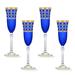 Lorren Home Trends Gold Embellished Champagne Flutes w/ Gold Rings, Set Of 4 Glass in Blue | 9 H in | Wayfair 1515