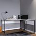 East Urban Home L-Shape Desk Wood/Metal in White | 28.35 H x 55.12 W x 55.12 D in | Wayfair 77FA0F12520D4E61BBDC39FC609C53BA