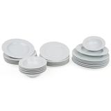 East Urban Home 24 Piece Dinnerware Set, Service for 6 Porcelain/Ceramic in White | Wayfair 956FD4BF8DA44D19998AB8C0B0076EFD