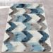 Blue/Gray 63 x 39 x 0.39 in Area Rug - East Urban Home Geometric Machine Woven /Velvet Area Rug in Blue/Cream/Gray | 63 H x 39 W x 0.39 D in | Wayfair