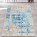 White 79 x 31 x 0.39 in Area Rug - East Urban Home McConnellstown Abstract Machine Woven /Velvet Area Rug in Blue/Cream | Wayfair