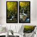 Millwood Pines Beautiful Summer Forest Waterfall - 2 Piece Painting Set on Canvas in Gray/Green | 20 H x 24 W x 1 D in | Wayfair