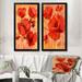 Red Barrel Studio® Red Blooming Poppies VII - 2 Piece Painting Set on Canvas Metal in Orange/Red | 32 H x 32 W x 1 D in | Wayfair