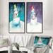 The Holiday Aisle® Christmas Snowman Playing Guitar - 2 Piece Graphic Art Set on Canvas Metal in Blue/Indigo/White | 32 H x 32 W x 1 D in | Wayfair