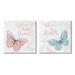 Stupell Industries Believe In Dreams Butterflies 2 Piece Canvas Wall Art Set By Carol Robinson Canvas in Blue/Pink/White | Wayfair