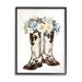 Stupell Industries Cowboy Boot Mixed Flower Bouquet Giclee Art By Kim Allen Canvas in Black/Blue/Brown | 20 H x 16 W x 1.5 D in | Wayfair
