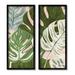 Stupell Industries Modern Layered Monstera Leaves 2 Piece Framed Giclee Art Set By Ziwei Li Wood in Brown/Green | 30 H x 13 W x 1.5 D in | Wayfair