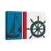 Breakwater Bay Captains Wheel Collage - Wrapped Canvas Graphic Art Canvas in Blue/Red | 16 H x 24 W x 1.25 D in | Wayfair