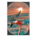 Bay Isle Home™ Flamingoes Airplane Window Clouds by Ziwei Li - Unframed Graphic Art on MDF 15.0 H x 10.0 W x 0.5 D in blue/orange | Wayfair