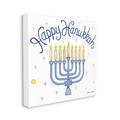 Stupell Industries Festive Happy Hanukkah Menorah Patterned Canvas Wall Art By Becca Barton Licensing Canvas in Blue/White | Wayfair