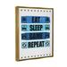 Trinx Eat Sleep Game Repeat Phrase - Floater Frame Graphic Art on Canvas in Black/Blue/White | 21 H x 17 W x 1.7 D in | Wayfair