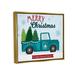 The Holiday Aisle® Merry Christmas Farm Fresh Trees Sign - Floater Frame Graphic Art on Canvas in Blue/Green/Red | 17 H x 21 W x 1.7 D in | Wayfair