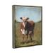 August Grove® Cattle Vast Countryside Field by Sara Baker - Floater Frame Painting on Canvas in Blue/Brown/Green | 31 H x 25 W x 1.7 D in | Wayfair