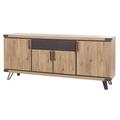 Buffet/bahut style industriel 220 cm chêne/gris