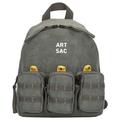 Artsac Dark Grey 3 Zip Pocket Logo Small Backpack New Look