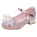 Toddler Little Kid Girls Dress Pumps Glitter Sequins Princess Flower Low Heels Party Show Dance Shoes Rhinestone Sandals Gymnastic Slides