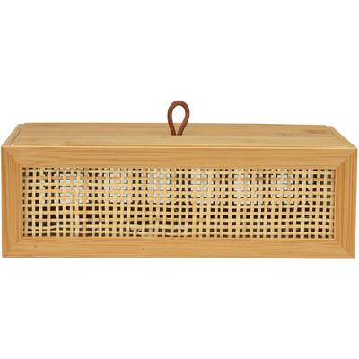 WENKO Badbox Allegre L mit Deckel, Aus Bambus und Rattan, Braun, Bambus natur, Rattan natur