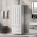 Tall Storage Cabinet with Two Drawers for Bathroom/Office, White