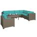 Keys 8-Piece Outdoor Conversation Set with Club Chair and Coffee Table in Summer Fog Wicker