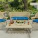 44" x 18" Blue Solid Tufted Contoured Outdoor Wicker Bench Cushion - 18'' L x 44'' W x 4'' H