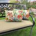 18" x 12" Multicolor Floral Outdoor Lumbar Throw Pillow (Set of 2) - 12'' L x 18'' W x 4'' H