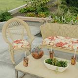 18" x 18" Grey Floral Tufted Contoured Outdoor Wicker Seat Cushion (Set of 2) - 18'' L x 18'' W x 4'' H