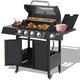 Haverchair 4-Burner Propane Gas Grill with Side Burner and Stainless Steel Grates 50 000 BTU Outdoor Cooking BBQ Grills Cart Black