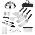 JeashCHAT Griddle Accessories Kit 16PCS Flat Top Grilling Tools Set Stainless Steel Grill BBQ Spatula Kit Cooking Utensils Set With Carry Bag For Outdoor Barbecue Clearance