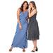 Plus Size Women's Striped V-Neck Maxi Tank Dress by Catherines in Navy Mixed Stripe (Size 2X)