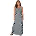 Plus Size Women's Striped V-Neck Maxi Tank Dress by Catherines in Black Mixed Stripe (Size 0X)