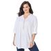 Plus Size Women's Pleated Linen Tunic by Catherines in White (Size 2X)