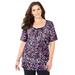 Plus Size Women's Jeweled Neck Pintuck Top by Catherines in Black Confetti (Size 3X)