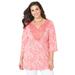 Plus Size Women's Liz&Me® Applique Y Tunic by Liz&Me in Sweet Coral Batik Floral (Size 4X)