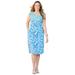 Plus Size Women's Liz&Me® Long Applique Dress by Liz&Me in Vibrant Blue Paisley (Size 1X)