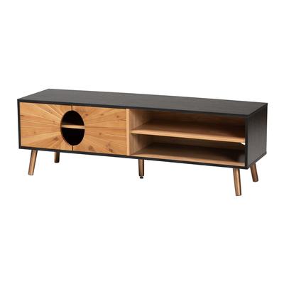 Chester Modern And Contemporary Two-Tone Dark And Natural Brown Finished Wood Tv Stand by Baxton Studio in Dark Brown Natural Brown Gold