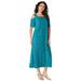 Plus Size Women's Cold-Shoulder Lace Dress by Roaman's in Deep Turquoise (Size 22/24)