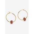 Women's Goldtone Charm Hoop Earrings (32mm) Round Simulated Birthstone by PalmBeach Jewelry in July
