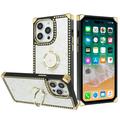 Floral Series Square Case With Ring Grip for iPhone 14 Pro Max - White