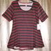 Lularoe Tops | Lularoe Bnwt L Perfect Tee - Charcoal Coral Stripe | Color: Gray/Red | Size: L