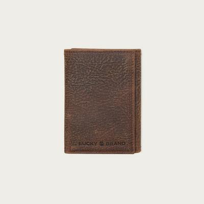 Lucky Brand Double Stitched Leather Trifold Wallet - Women's Accessories Clutch Wallet in Dark Brown