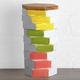 BIA - Totem - Porcelain 3-Tier Stackable Storage Food Jar - Ascent - Pink, Green and Yellow - Food Storage Container with Bamboo Lid Jars - Airtight Food Containers - Kitchen Storage & Organisation