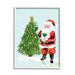 Stupell Industries Snowy Santa Claus Tree at-202 Wood in Blue/Brown/Green | 20 H x 16 W x 1.5 D in | Wayfair at-202_wfr_16x20