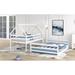 Twin over Full House Bunk Bed with Built-in Ladder, Solid Wood Slat Support, Multifunctional Bunk Bed frame with Safey Rail