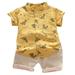 Toddler Kids Baby Boys Cartoon Dinosaur T-shirt Tops+Pants Outfits Set Toddler Boy Suspender Outfit Pant Suits for Kids