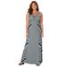 Plus Size Women's Striped V-Neck Maxi Tank Dress by Catherines in Black Mixed Stripe (Size 2X)