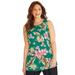 Plus Size Women's Breezeway Georgette High-Low Tunic Tank by Catherines in Clover Green Tropical Floral (Size 4X)