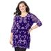 Plus Size Women's Embroidered Mesh Tunic by Catherines in Deep Grape Violet (Size 3X)